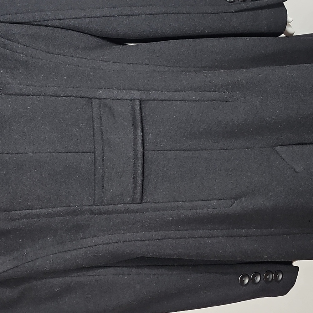 Preston & York Wool Cashmere Knee Length Black Coat w Genuine Fox Fur Collar - Picture 7 of 16